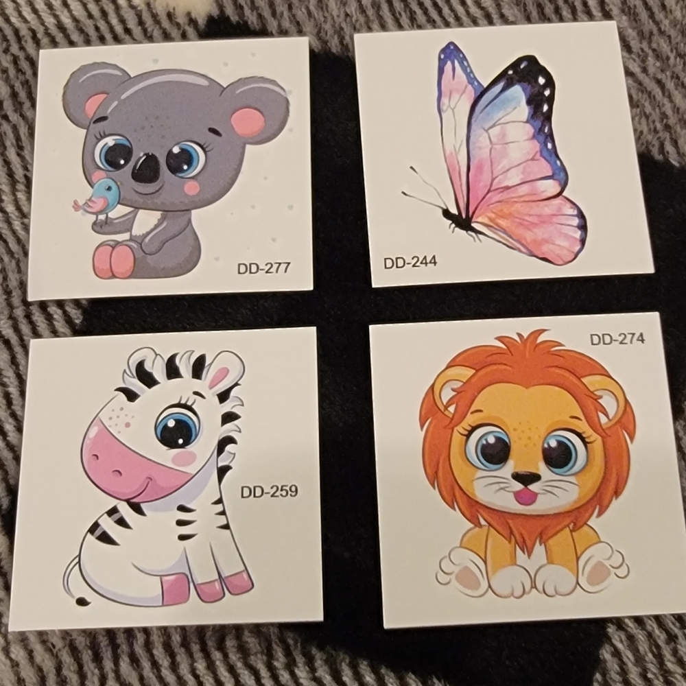 Cute Animal and Butterfly Tattoo Set